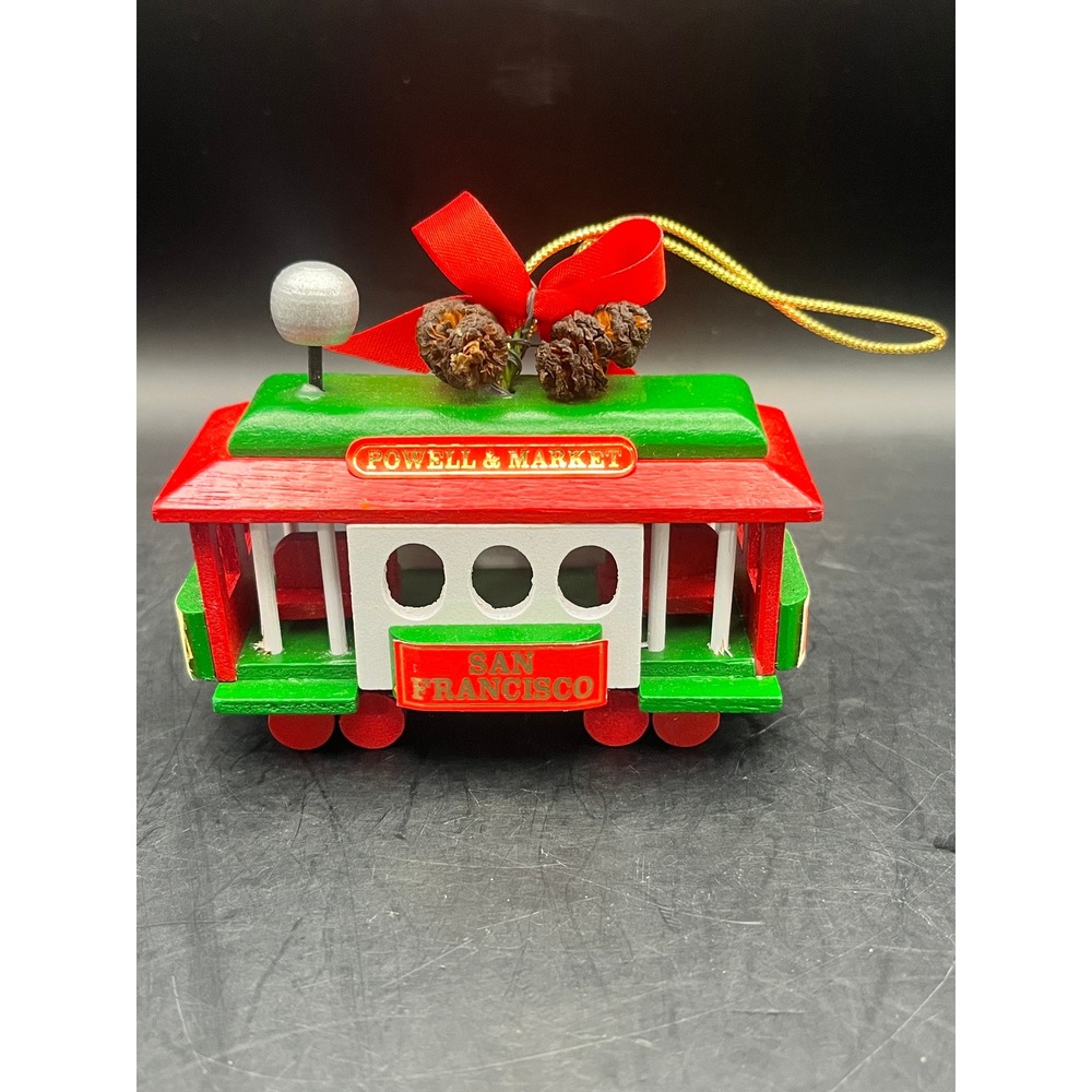 San Francisco Powell & Market Cable Car Christmas Ornament Souvenir 3.5"x1" Vtg